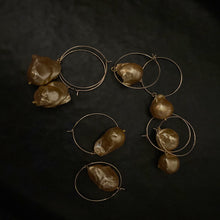 Load image into Gallery viewer, Gold leaf baroque hoops
