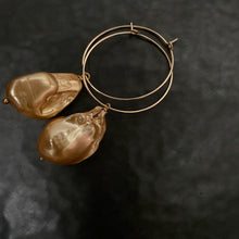 Load image into Gallery viewer, Gold leaf baroque hoops
